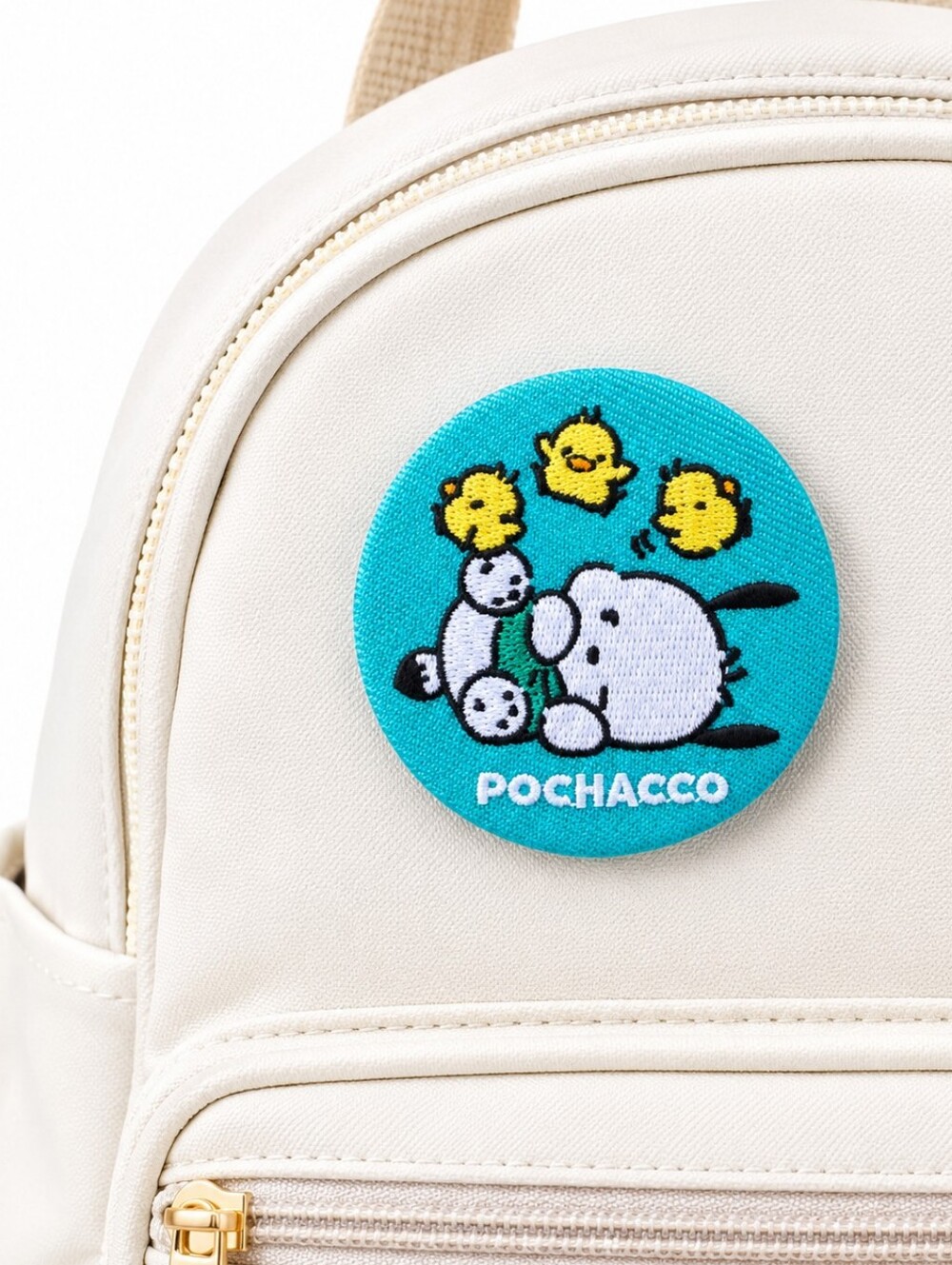 Sanrio Pochacco & Pi-Chans Embroidered Can Badge Pin Blue NWOT